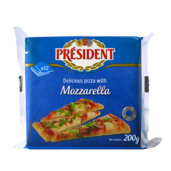 总统（President）法国进口马苏里拉芝士片（奶酪制品）200g一包  披萨匹萨搭档