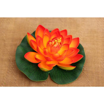 仿真荷花水上漂浮假荷花莲花睡莲水池装饰舞台表演装饰道具 28cm橙色