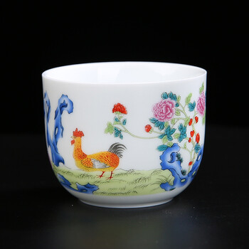 闵芯瓷艺 仿古乾隆鸡缸杯茶杯复古陶瓷主人杯单杯功夫茶杯品茗杯 乾隆