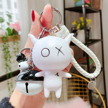 创意个性挂件可爱女情侣钥匙扣链包包公仔卡通小礼品安逗白白绳黑白铃