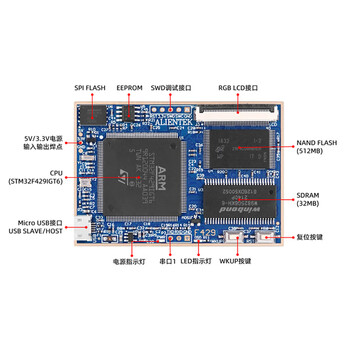 stm32f429igt6开发板stm32 f4 带核心板嵌入式arm f429板 7寸rgb屏800