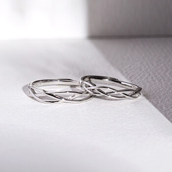 fanci范琦银饰 心意交织情侣对戒男女戒指设计感开口戒 心意交织 戒指