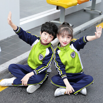 春季夏装中小学生校服套装春秋装儿童运动会一年级班服 荧光绿二件套