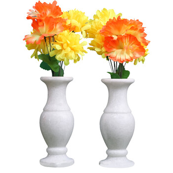 石花瓶墓地汉白玉石头祭祀墓碑天然大理石坟前摆件公墓墓前 白色