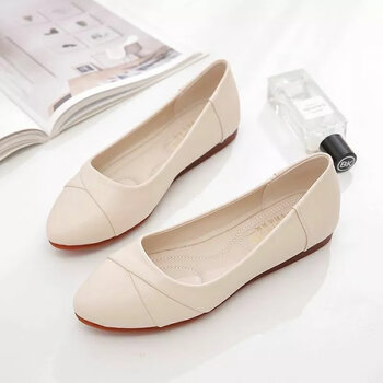 春单鞋女2023秋平底鞋豆豆鞋女鞋妈妈鞋子上作鞋软定制联名款米白色35