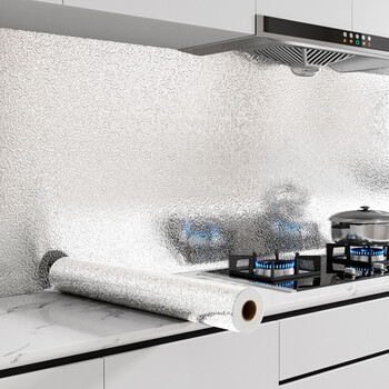 厨房防油贴纸防水耐高温铝箔贴膜自粘墙纸锡箔纸墙贴抽屉垫灶台橱柜