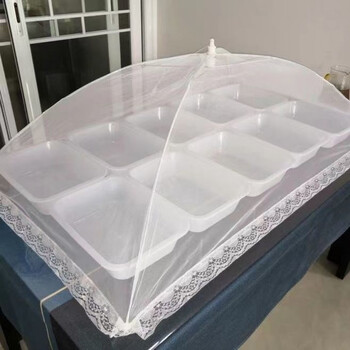 防蝇网罩折叠商用菜罩加大长方形白透明罩子食品盖防尘餐桌罩家用