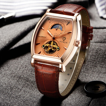 特威斯( tevise)瑞士认证抖音直播酒桶方形男表陀飞轮时尚潮流机械