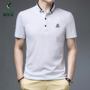 短袖t恤男2022夏季新款中年男士翻领polo打底衫潮流有领衣服白色eur48