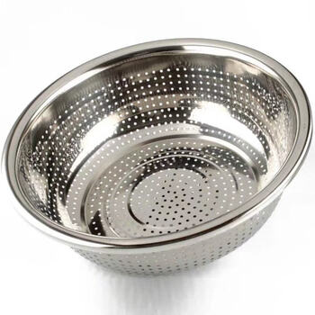 加厚不锈钢漏盆淘米筛淘米盆圆形沥水盆大号漏盆洗菜盆水果篮盛芯华