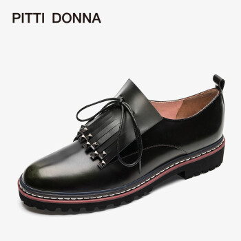 PITTI DONNA 新款女鞋时尚休闲圆头流苏系带低跟女单鞋PD 9T23602 绿色 GNB 37