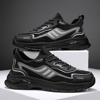 男鞋春季新款运动薄款透气跑步老爹潮鞋厨师上班休闲鞋 8820黑灰色 39