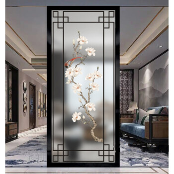 秦得 新中式艺术玻璃客厅屏风隔断现代简约入户遮挡卧室双面磨砂透光