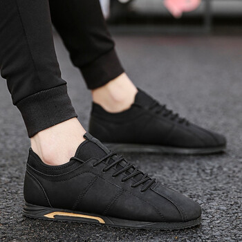 运动鞋男韩版板鞋子男士皮鞋时尚平底旅游跑步鞋a73黑色运动鞋码39