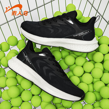 贵人鸟跑步鞋男鞋春季新款男子透气网面飞织黑39