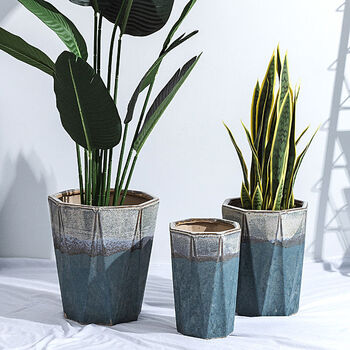 北欧陶瓷客厅落地花盆特大号阳台绿植虎皮兰琴叶榕发财树中号