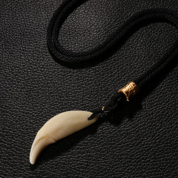 男士项链霸气六字真言镀金绳配真黑狗牙女款个性潮人狼牙吊坠饰品六字真言黑绳 牙 Bz112 图片价格品牌报价 京东