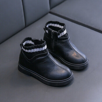 20新款秋冬季靴子儿童鞋加绒棉鞋小女孩冬款马丁靴黑色31码内长19cm