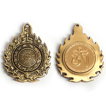 九宫八卦牌 佛教吊牌西藏九宫八卦腰牌密宗佛牌 九宫八卦吊坠 背刻嗡