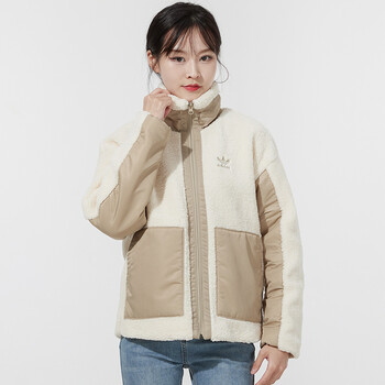阿迪达斯三叶草棉衣女装2021冬季新款运动服羊羔绒棉服外套hc6603hc