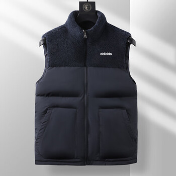 旗下双面穿颗粒绒马甲男秋冬季加厚立领上衣保暖无袖坎肩外套深蓝l