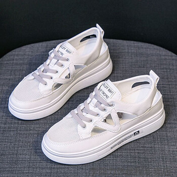 凉鞋小白鞋子女2023年新款夏季百搭休闲镂空包头运动平底中跟女鞋白色