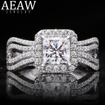 AEAW JewelryIGI国际证书18K金1克拉公主方戒指人工人造培育钻石戒指 定制款 1克拉/F/VS1/2EX