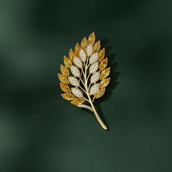 琼瑞阁轻奢品牌树叶胸针高档女精致大牌别针西服胸花潮衣服配饰