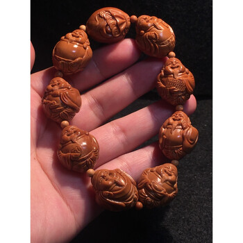 手工八大财神橄榄核雕梅林铁核手串 橄榄胡财神爷手链 八大财神(1