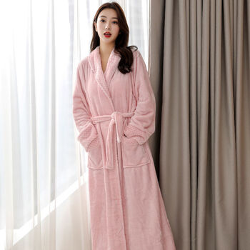 hkxn女士睡袍冬季加厚款加长款睡裙毛毛绒睡袍女冬加厚加长到脚踝