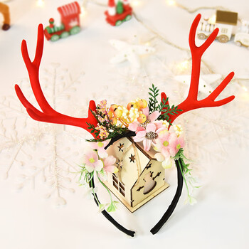 千惠侬圣诞节超大鹿角发箍甜美可爱麋鹿头箍发卡头饰品表演装花藤大