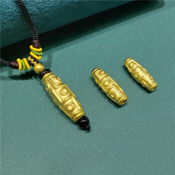 琼瑞阁九眼天珠黄金吊坠情侣款999足金桶珠转运珠项链送女友送男友