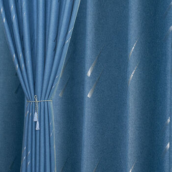遮光防晒简约现代成品窗帘加厚流星雨宝石蓝挂钩款宽23高31一片可改短