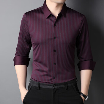 穿的衣服喜公公参加宴礼服秋装长袖衬衫衣男士酒红色上衣红色180xxl