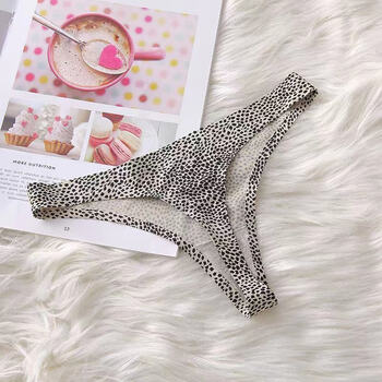 1-2条豹纹性感丁字裤女超小火辣迷人情趣t型裤一片式冰丝情趣内裤女