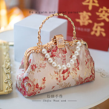 rsrddy2024新款复古结婚包婚礼长辈配旗袍新娘红色手提包口金包配秀禾