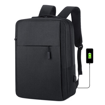 托梵尼双肩包15.6英寸电脑包大容量17.3笔记本包女潮流男款书包学生背包 黑色 14-15.6英寸