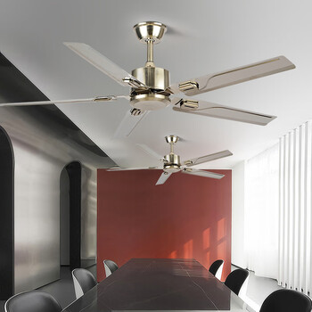 五叶不锈钢吊扇家用客餐厅工业复古无灯简约商用静音电风扇 银色款42