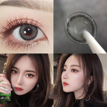 ovolook美瞳年抛2片装小145直径蓝棕色混血自然狗狗眼隐形眼镜2022