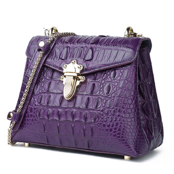【轻奢好礼】卡梵蒂新款真鳄鱼皮女包时尚链条女士单肩包潮流锁扣真皮