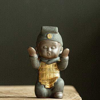 兵马俑摆件创意摆件兵马俑模型青铜胖兵马俑摆件兵马俑陶瓷创意中式送