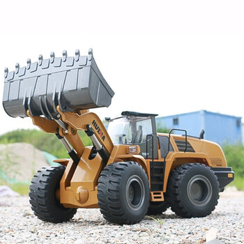 苛鱼汇纳 大号合金遥控铲车1:14推土车二十二通道推土机工程车模型儿