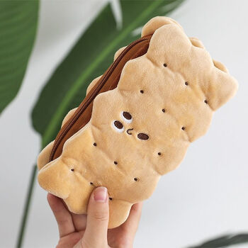 可爱ins可爱饼干铅笔袋搞怪大容量韩版初中网红学生文具盒笔袋饼干