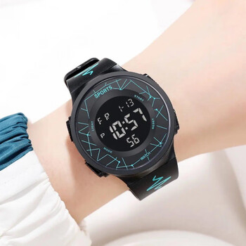 navcon运动电子手表青少年成人手表男孩夜光中学生男女情侣手 闪电蓝