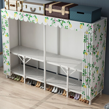 乐爱家衣柜折叠简易衣柜2米宽加粗25mm烤漆管加固布衣柜学生宿舍收纳