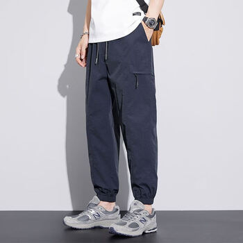 服饰内衣>男装>中老年男装>零度e族>零度e族冰丝工装裤男士宽松束脚