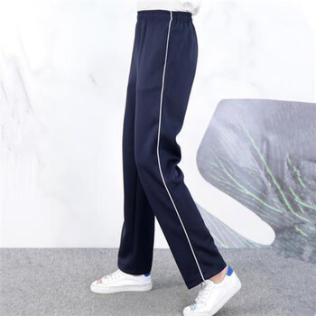 学生运动裤春秋秋季一条杠黑色校服裤子男女高中校裤藏蓝白细条春夏xs