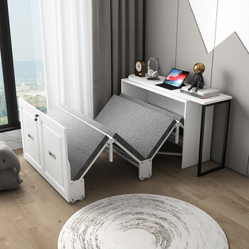 易拾家居多功能折叠隐形午休床书桌书架组合转角电脑桌书柜一体家用