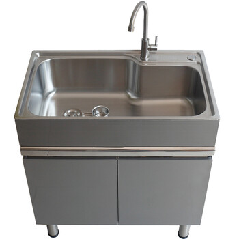 不锈钢洗衣槽家用304不锈钢水槽套餐厨房洗碗洗菜盆柜阳台洗衣池带搓