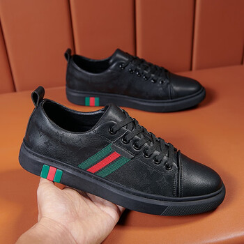 酷奇男鞋小白鞋男板鞋男冬季休闲鞋潮流白色板鞋男 黑色 40偏小码